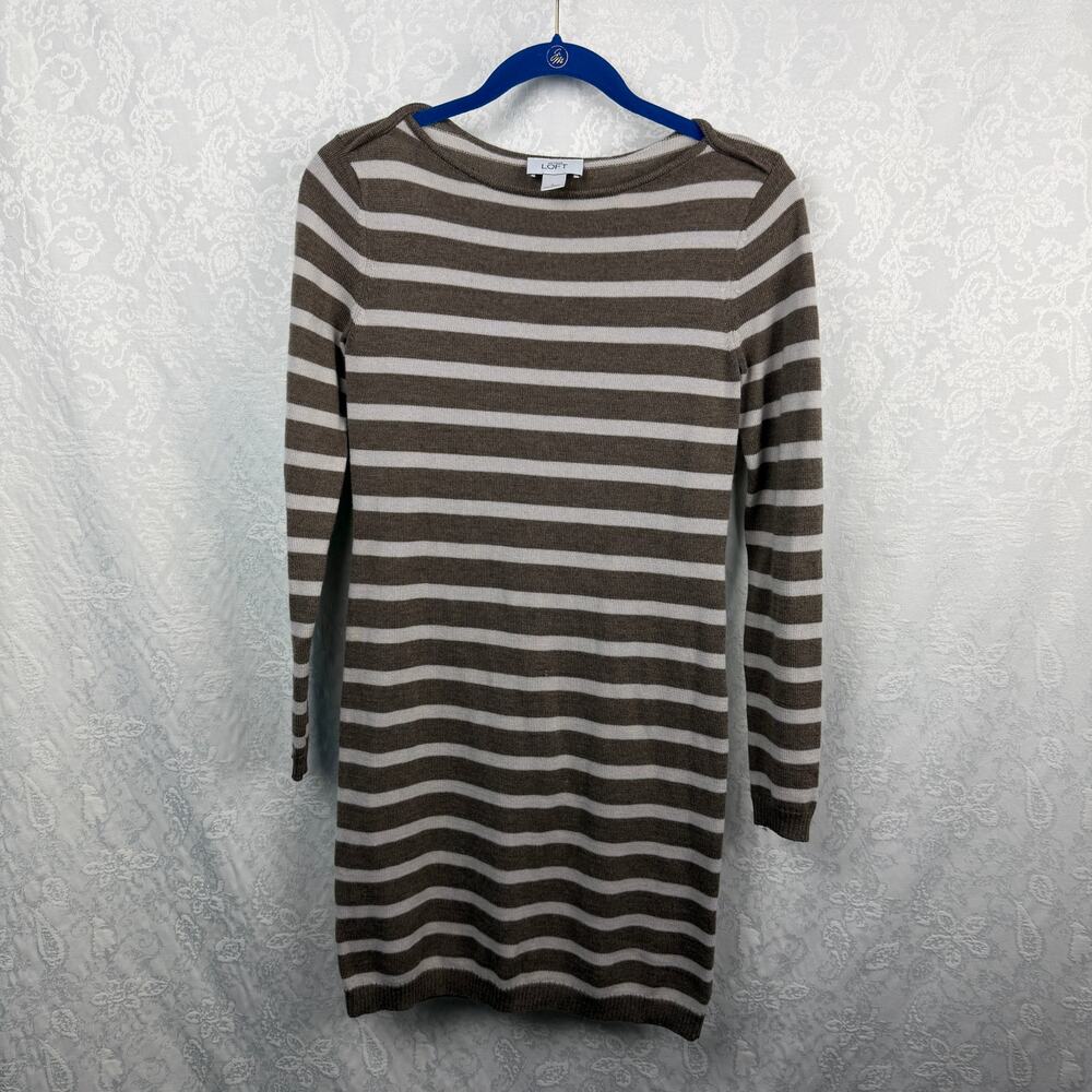 Ann Taylor LOFT Striped Wool-Blend Sweater Dress – Size Small